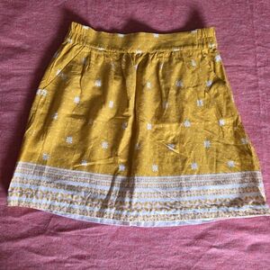 LOFT Yellow Skirt with White Dots and Flowers